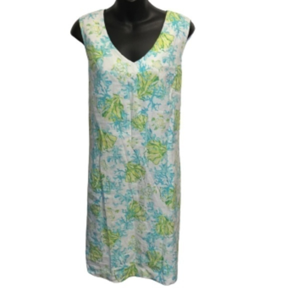 J. Jill love linen Baltic Water sleeveless midi dress NWT size M